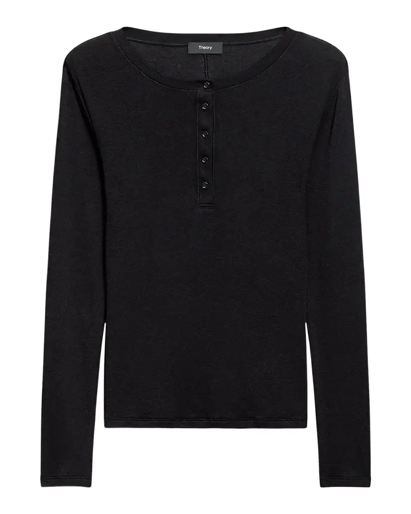 Theory Purl Henley Long-Sleeve T-Shirt