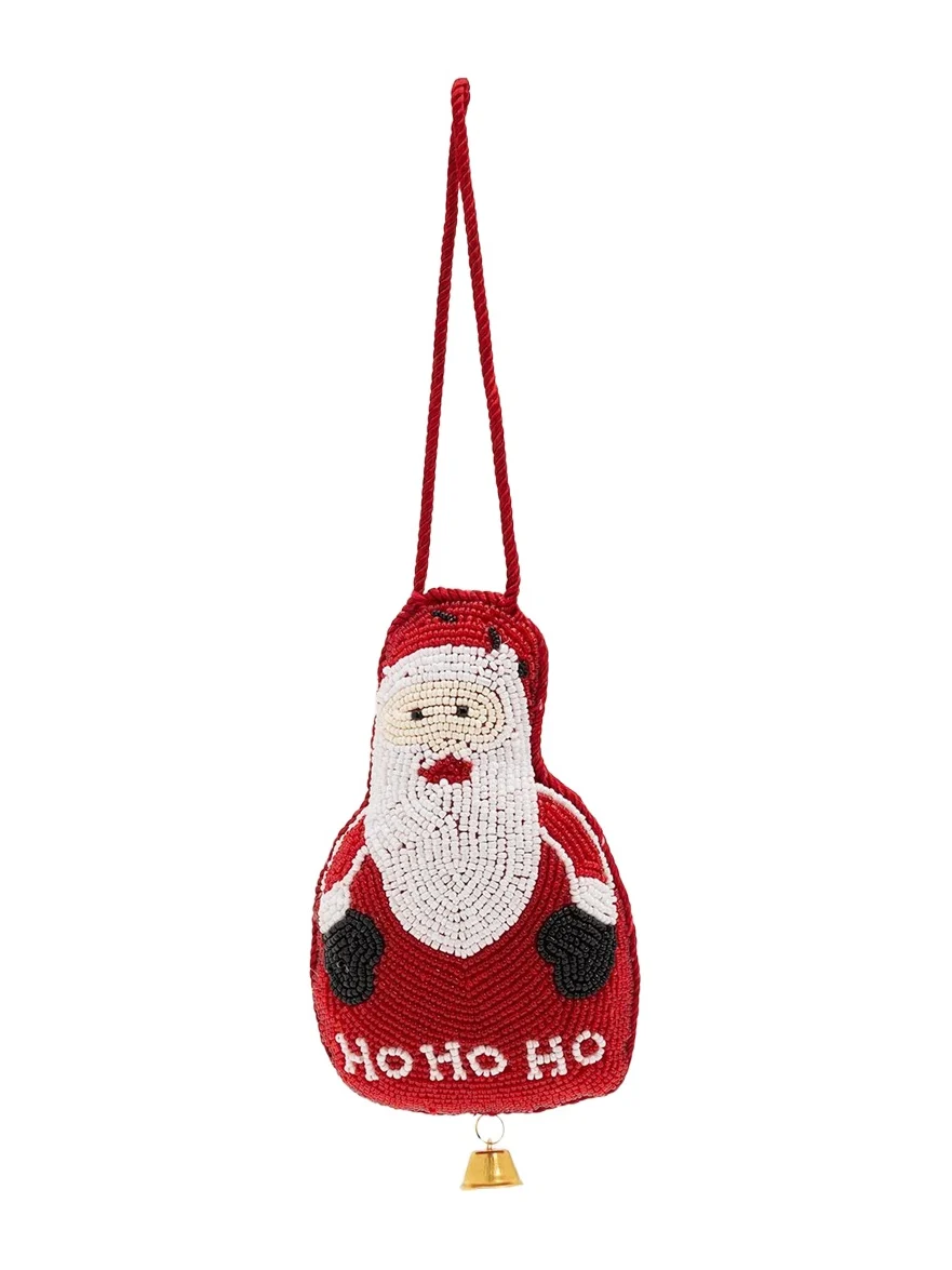 Sudha Pennathur Beaded Santa Ho Ho Ho Doorknocker