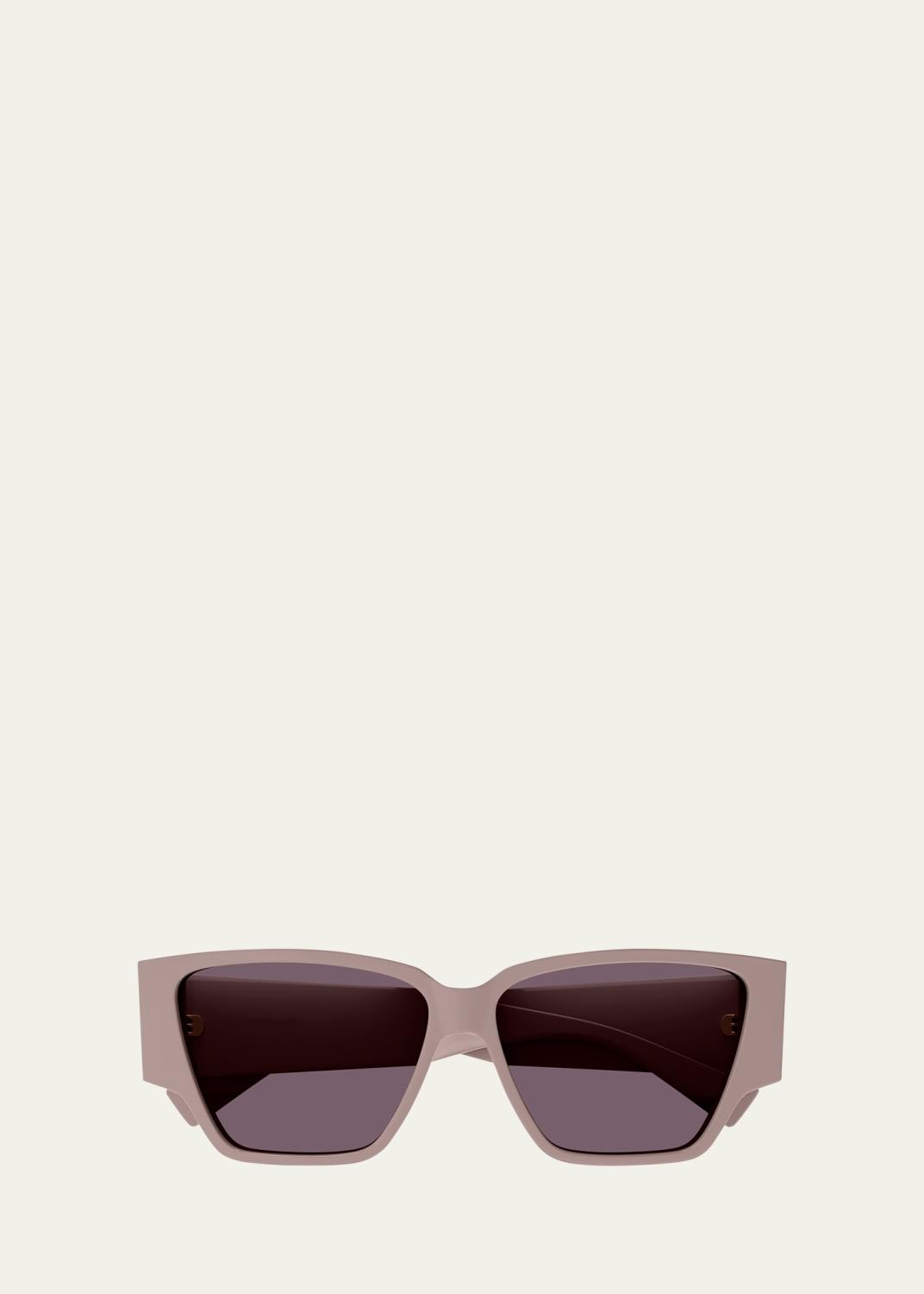 Bottega Veneta Logo Pink Acetate Butterfly Sunglasses