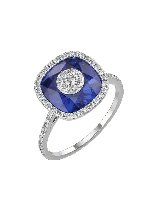 Bhansali 18K White Gold 10mm Cushion-Cut Fusion Ring with Diamonds