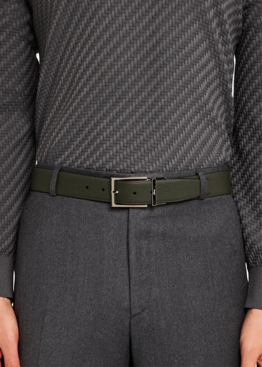 Brioni Men's Reversible Grained Leather Belt | Thumbnail 2 Brioni Men's Reversible Grained Leather Belt | Thumbnail 2