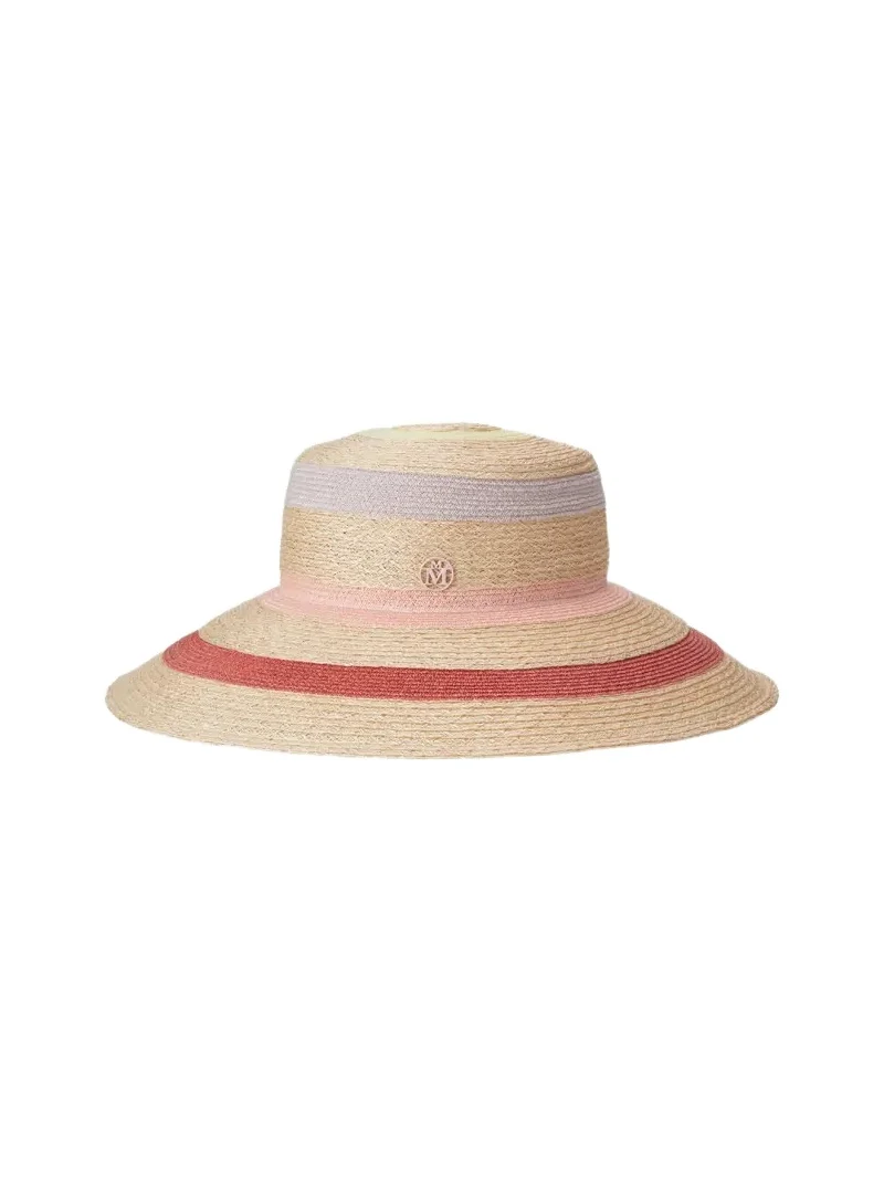 Maison Michel Rena Striped Straw Bucket Hat