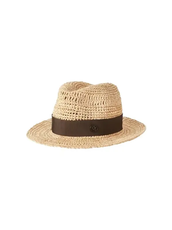 Maison Michel Elias Crochet Raffia Fedora Hat