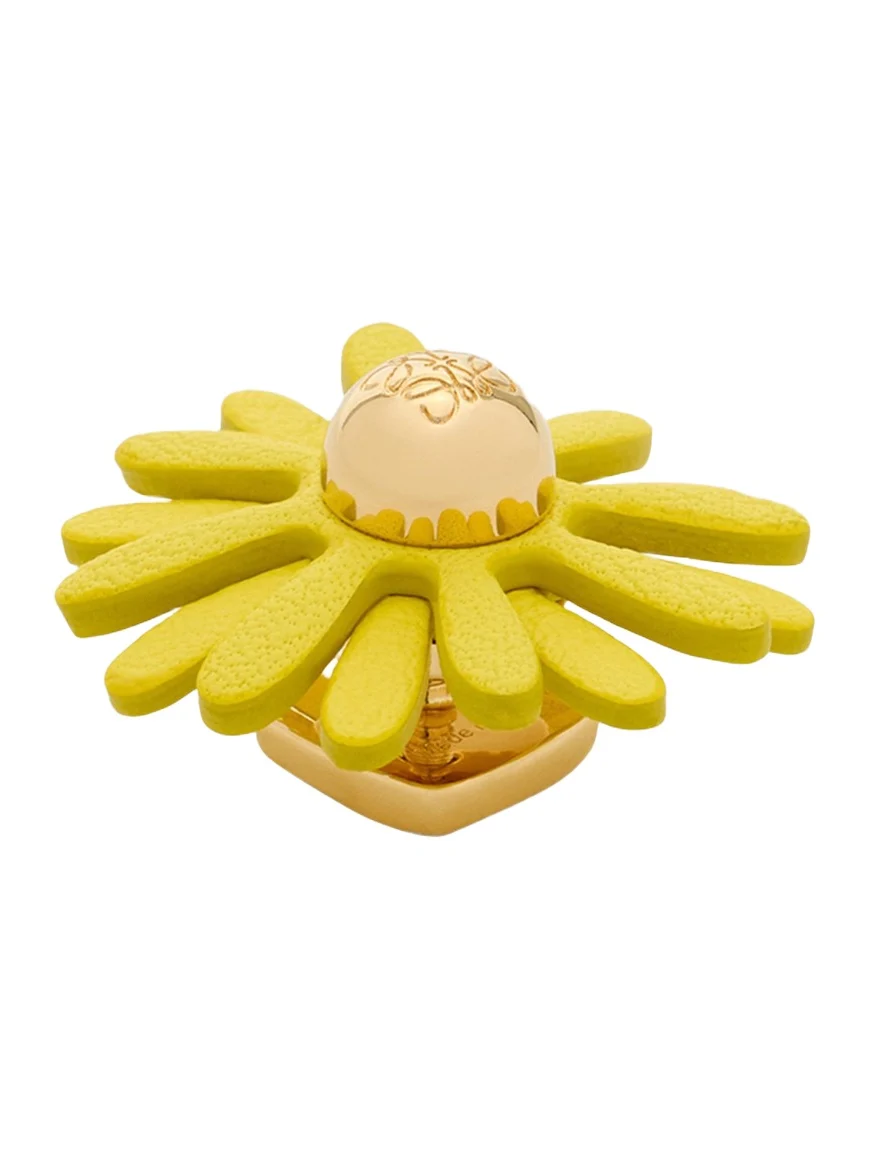 Loewe Flower Pin in Brass and Calfskin