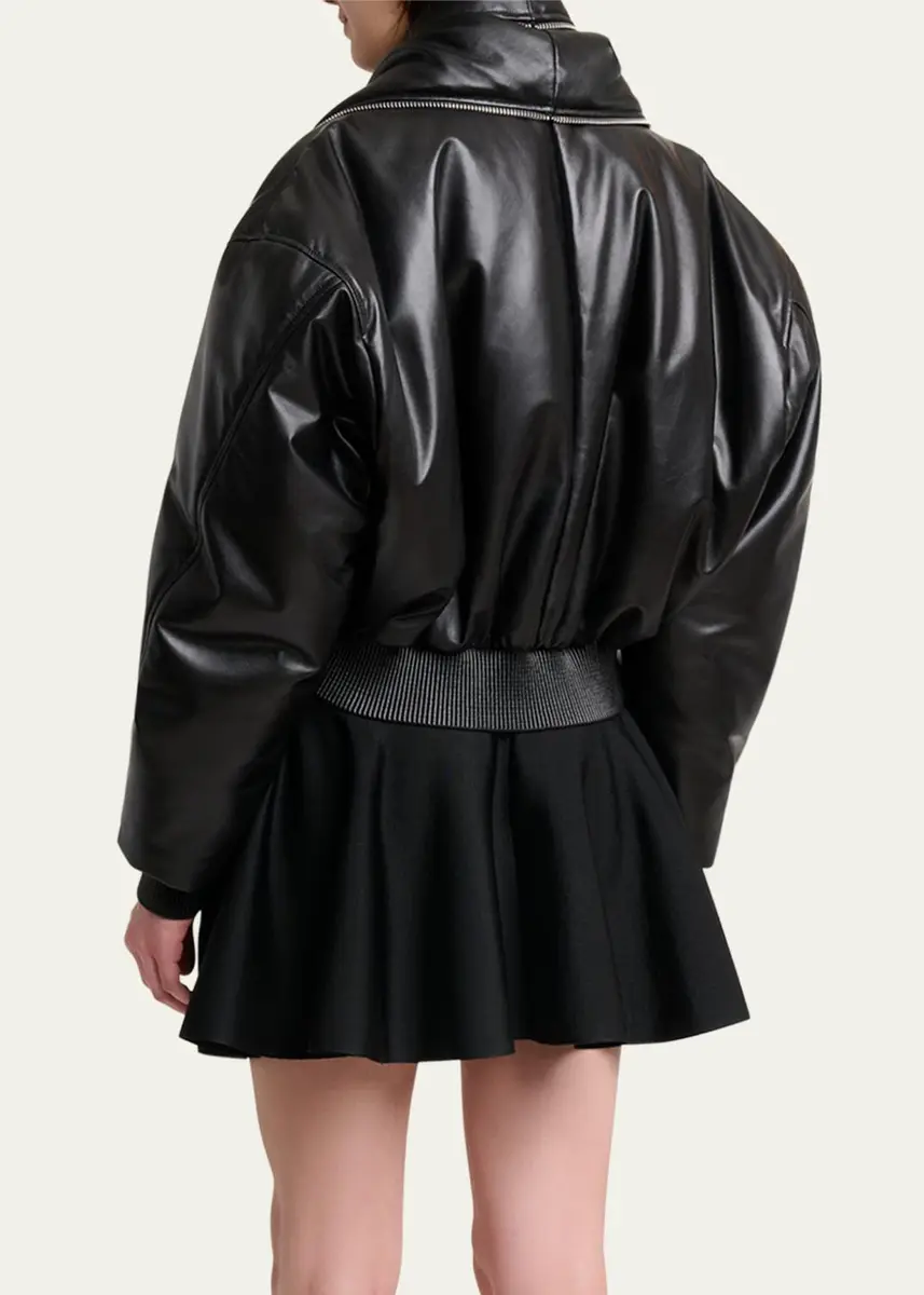 Givenchy Double Shawl-Collar Leather Crop Bomber Jacket | Thumbnail 3 Givenchy Double Shawl-Collar Leather Crop Bomber Jacket | Thumbnail 3