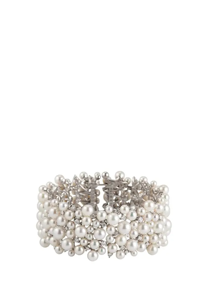 Paul Morelli LaGrange Large White Gold Pearl & Diamond Bracelet