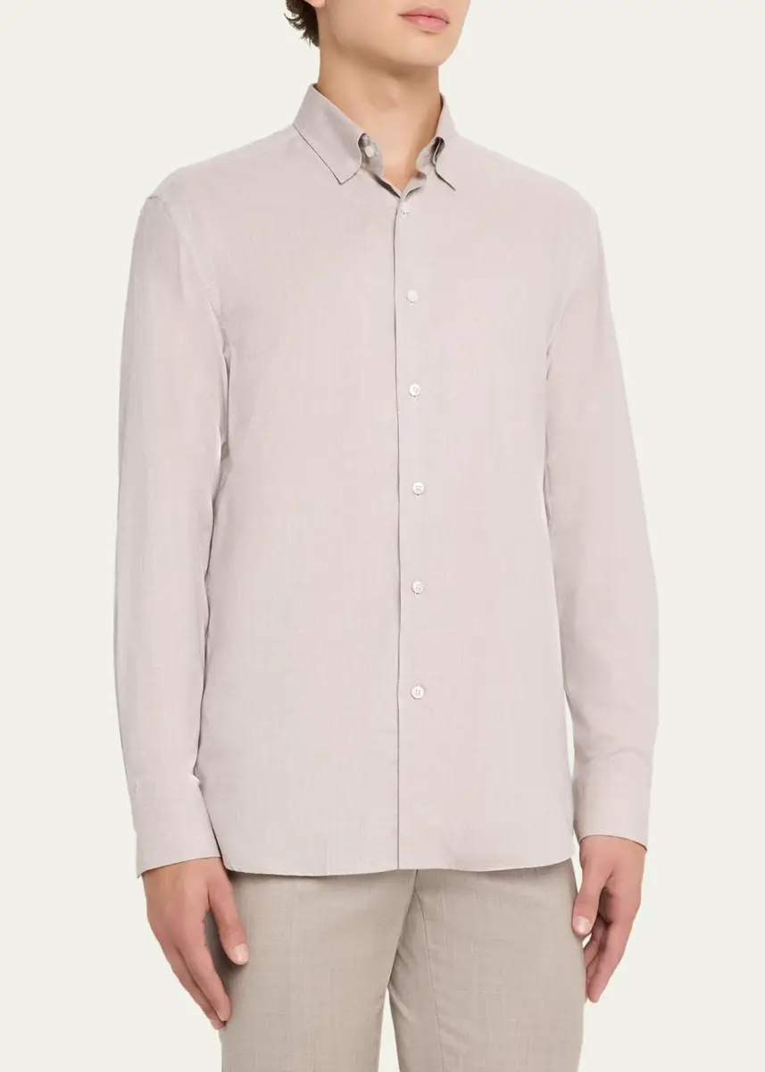 Brioni Men's Cotton Flannel Button-Down Shirt | Thumbnail 4 Brioni Men's Cotton Flannel Button-Down Shirt | Thumbnail 4