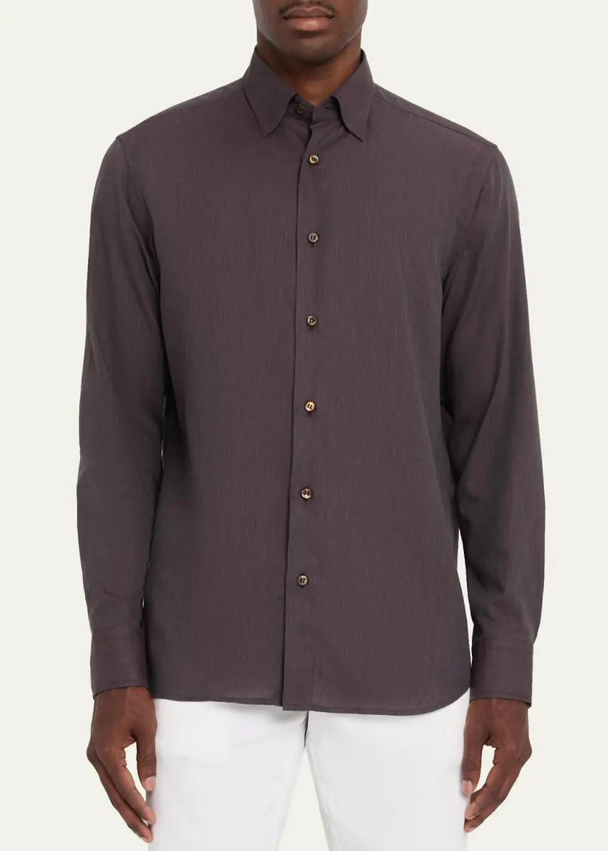 Brioni Men's Cotton Flannel Button-Down Shirt | Thumbnail 8 Brioni Men's Cotton Flannel Button-Down Shirt | Thumbnail 8