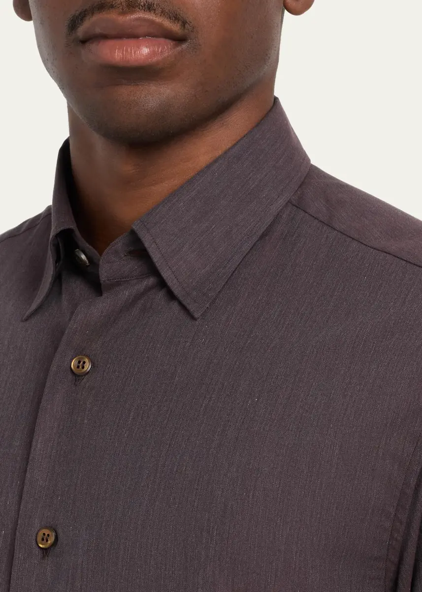 Brioni Men's Cotton Flannel Button-Down Shirt | Thumbnail 9 Brioni Men's Cotton Flannel Button-Down Shirt | Thumbnail 9
