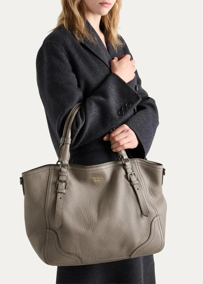 Prada Large Grain Leather Tote Bag | Thumbnail 2 Prada Large Grain Leather Tote Bag | Thumbnail 2