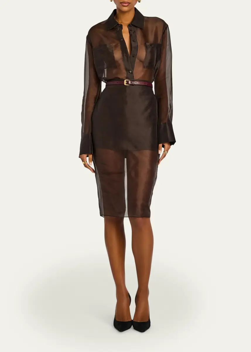 SEROYA Elda Sheer Silk Skirt | Thumbnail 2