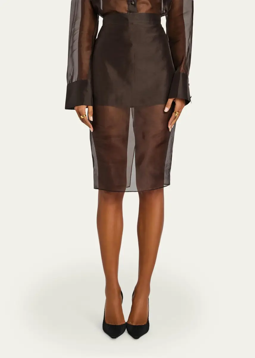 SEROYA Elda Sheer Silk Skirt | Thumbnail 4