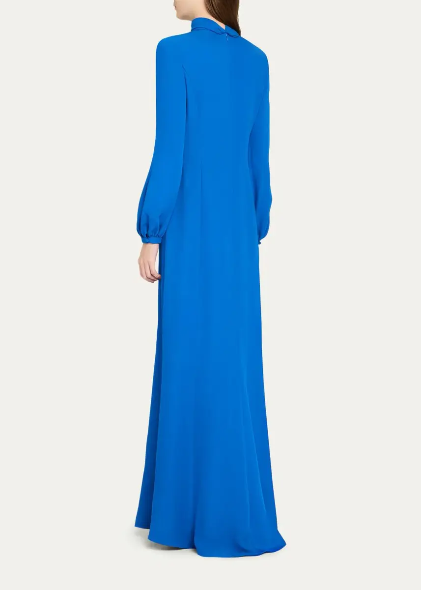 Valentino Garavani Bow Embroidered Turtleneck Long-Sleeve Silk Gown | Thumbnail 3 Valentino Garavani Bow Embroidered Turtleneck Long-Sleeve Silk Gown | Thumbnail 3