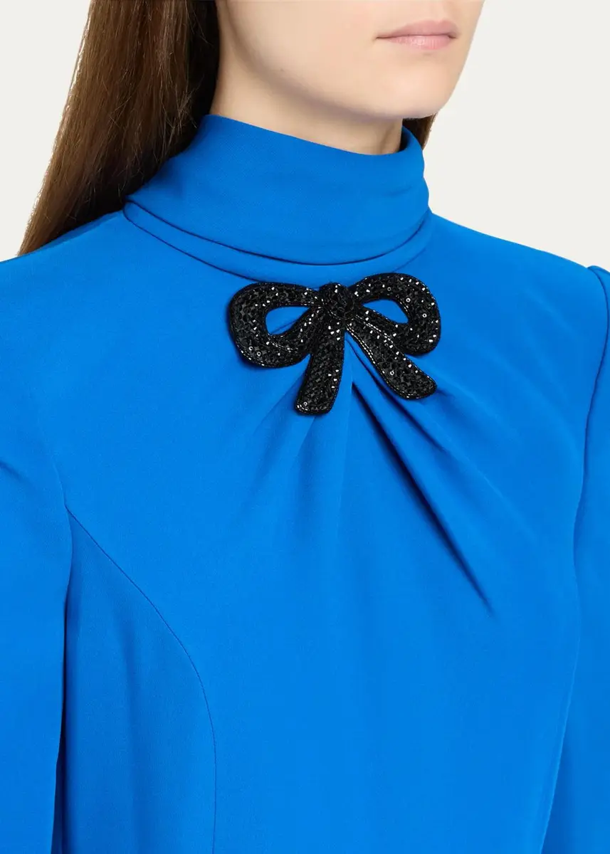 Valentino Garavani Bow Embroidered Turtleneck Long-Sleeve Silk Gown | Thumbnail 5 Valentino Garavani Bow Embroidered Turtleneck Long-Sleeve Silk Gown | Thumbnail 5