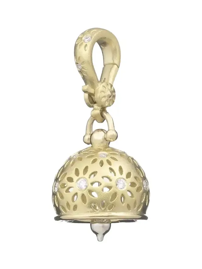 18K Yellow Gold Eyelet Meditation Bell with Diamonds 18K Yellow Gold Eyelet Meditation Bell with Diamonds