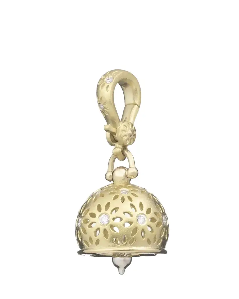 18K Yellow Gold Eyelet Meditation Bell with Diamonds 18K Yellow Gold Eyelet Meditation Bell with Diamonds