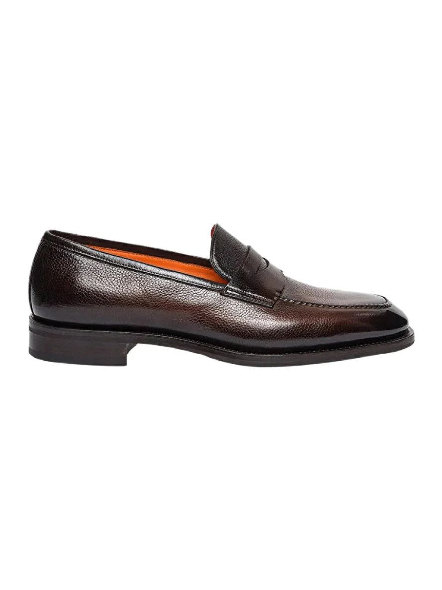 Santoni Men's Gregor Grained Leather Penny Loafers