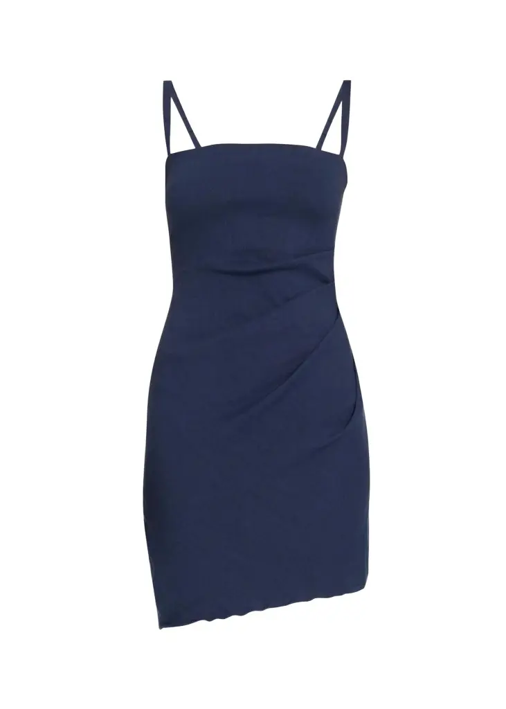 ANEMOS Nadege Draped Stretch Linen Mini Dress