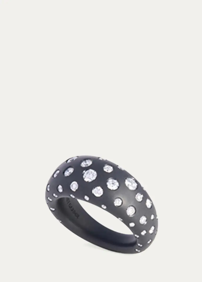 SIDNEY GARBER Titanium 10mm French Dome Spotted Diamond Ring | Thumbnail 2 SIDNEY GARBER Titanium 10mm French Dome Spotted Diamond Ring | Thumbnail 2