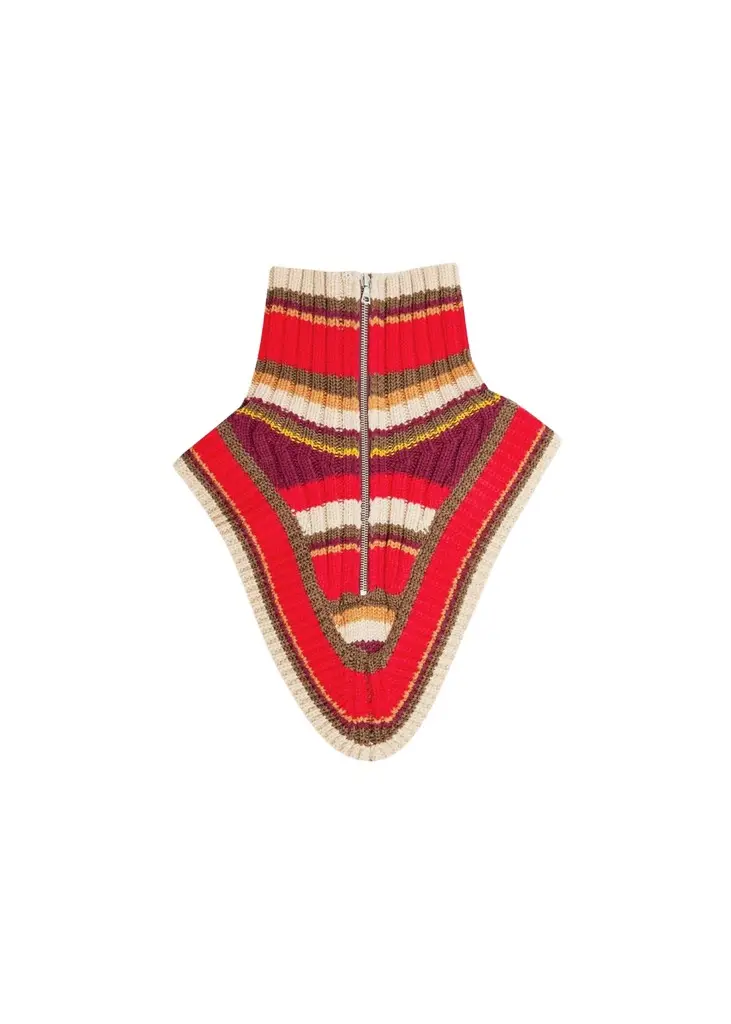Dries Van Noten Men's Wool Rib-Knit Stripe Half-Zip Bib Collar