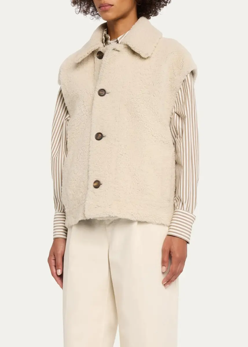 Brunello Cucinelli Reversible Suede & Lamb Shearling Vest | Thumbnail 4 Brunello Cucinelli Reversible Suede & Lamb Shearling Vest | Thumbnail 4