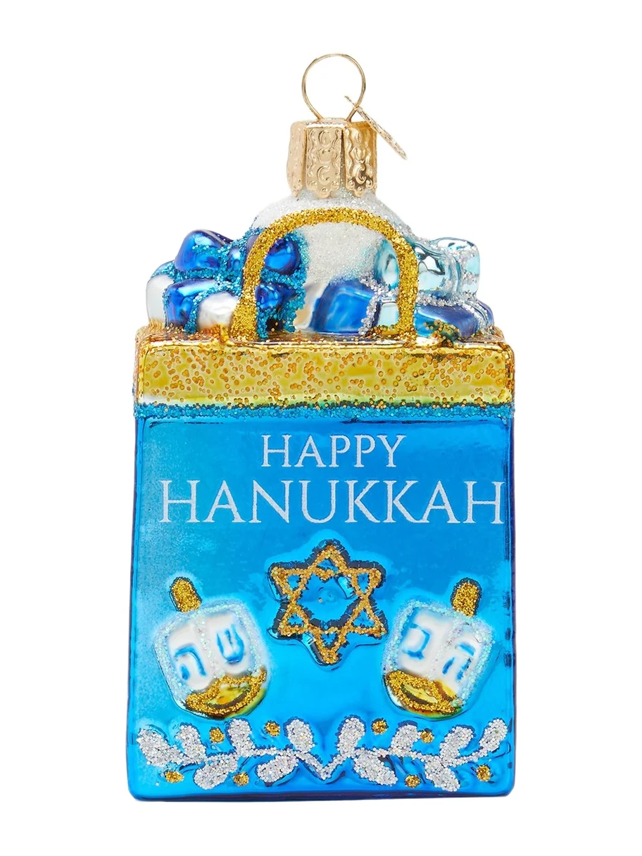 Old World Christmas Happy Hanukkah Glass Ornament