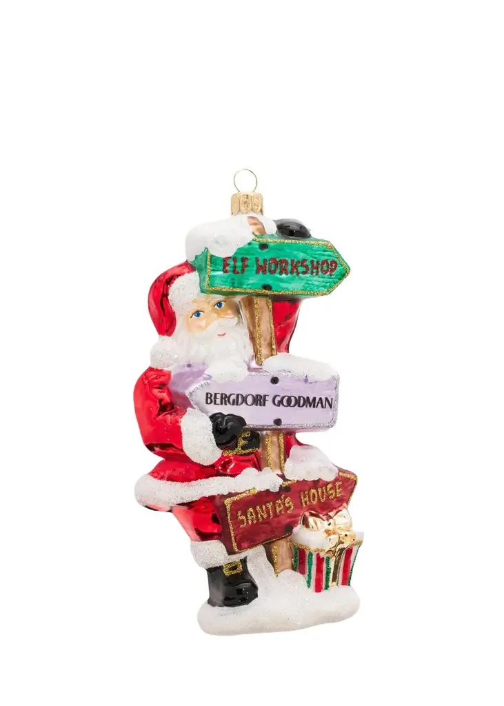 Santa With Signs Glass Ornament Santa With Signs Glass Ornament