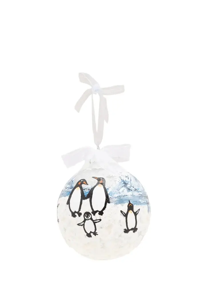 Nancy George-Michalson Penguins Glass Sphere Ornament