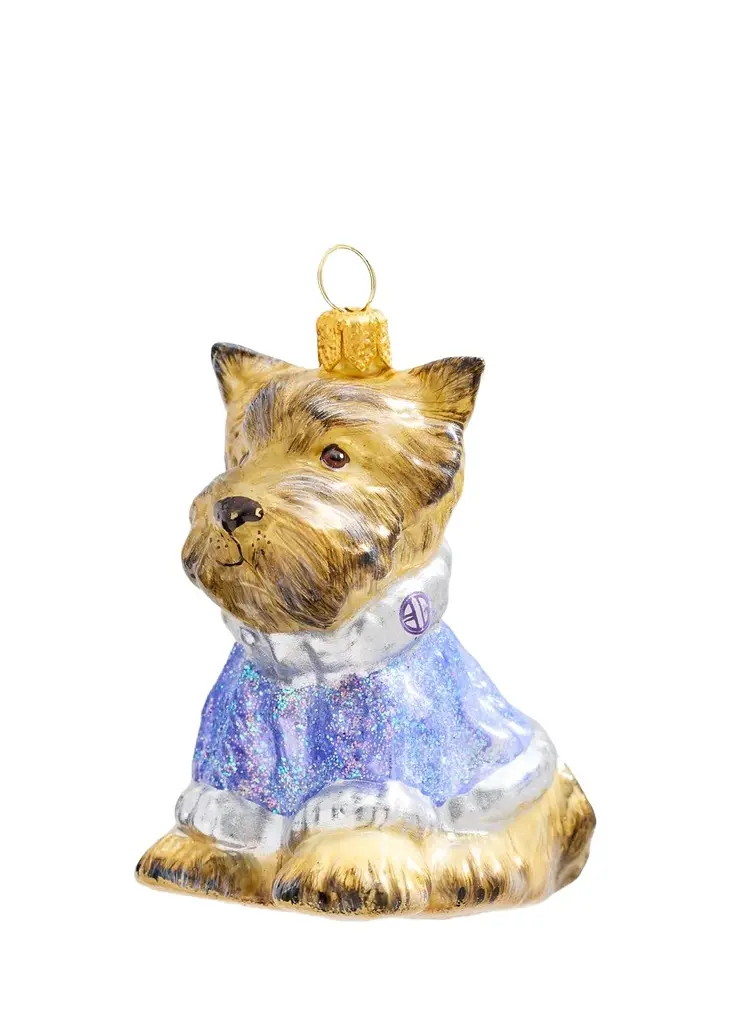 Joy To The World Collectibles Yorkshire Terrier in Glittery BG Coat Christmas Ornament