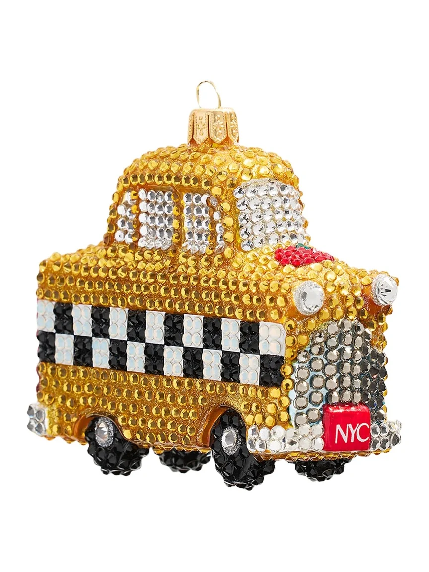 Rhinestone New York Taxi Cab Christmas Ornament Rhinestone New York Taxi Cab Christmas Ornament