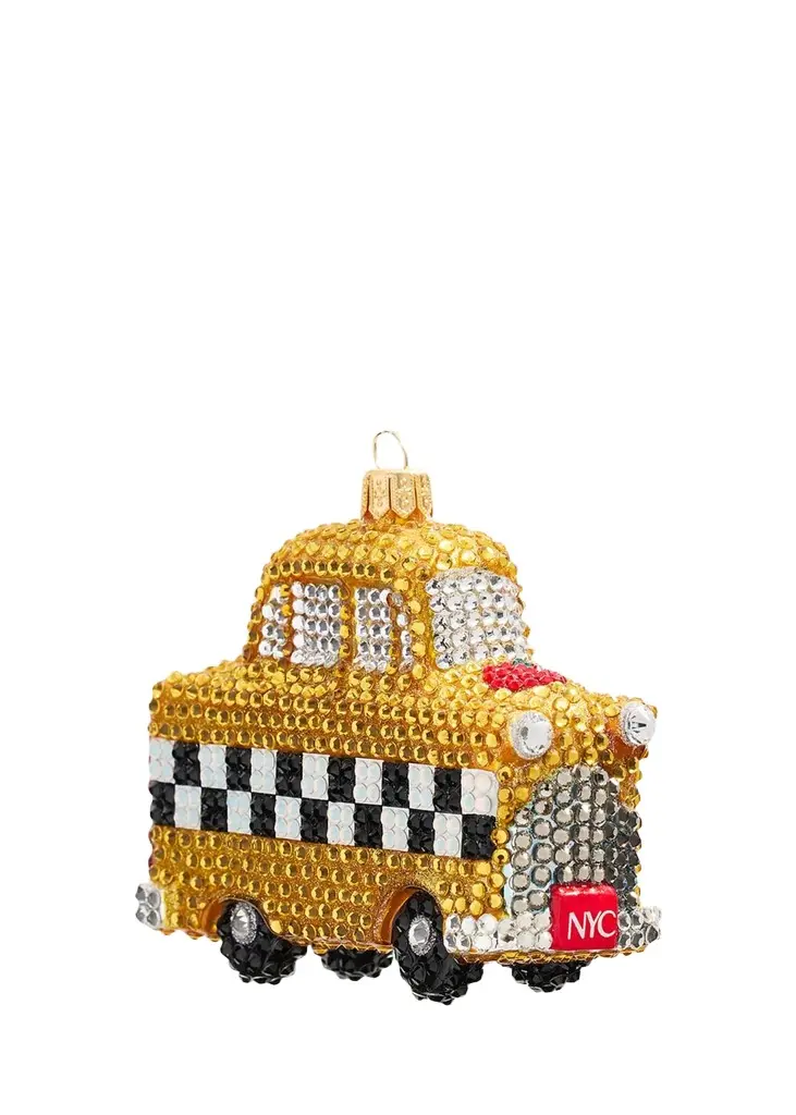 Joy To The World Collectibles Rhinestone New York Taxi Cab Christmas Ornament