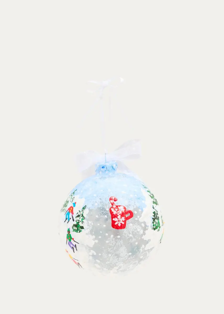 Nancy George-Michalson Hand-Painted Snowball Fun Glass Ornament | Thumbnail 2