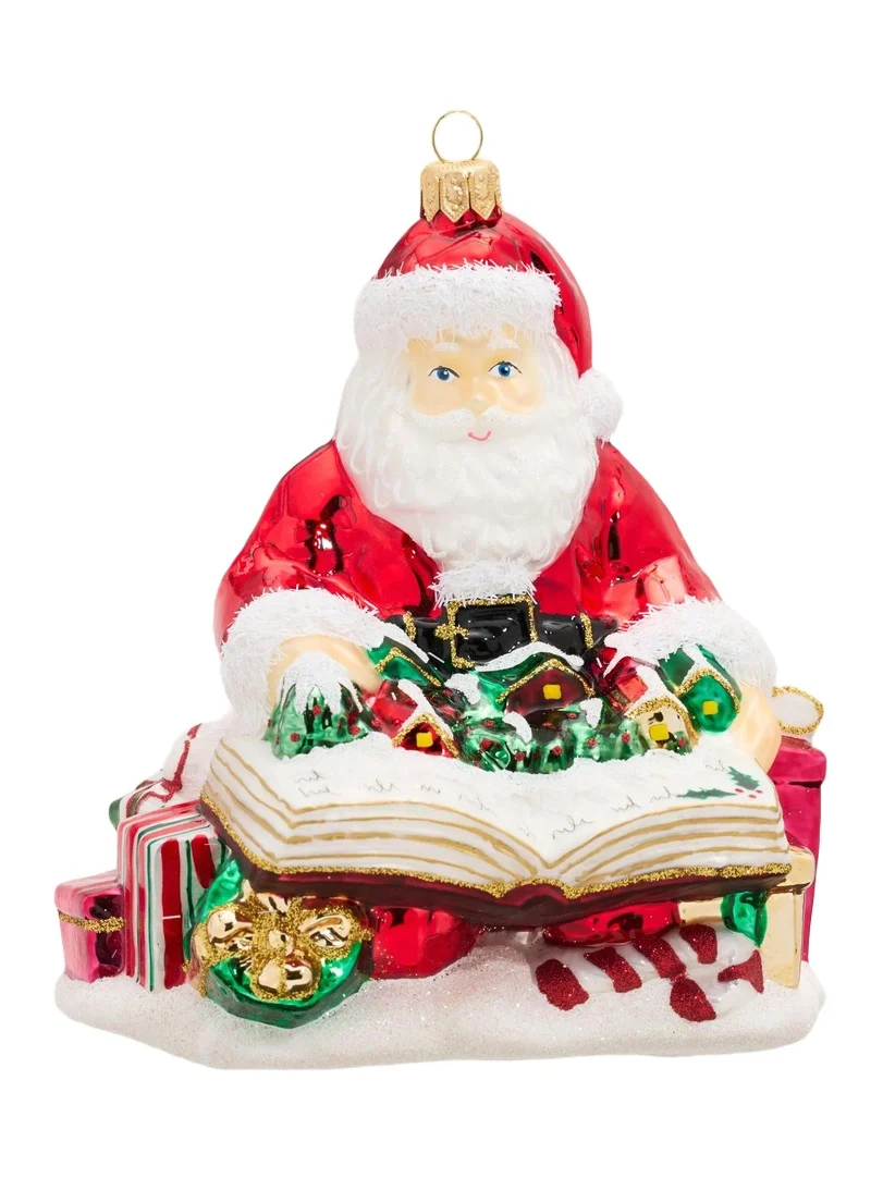 John Huras Santa Reading Glass Ornament