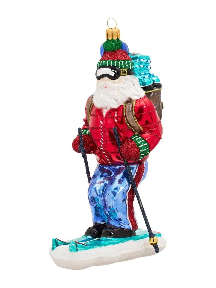 John Huras Skiing Santa Christmas Ornament