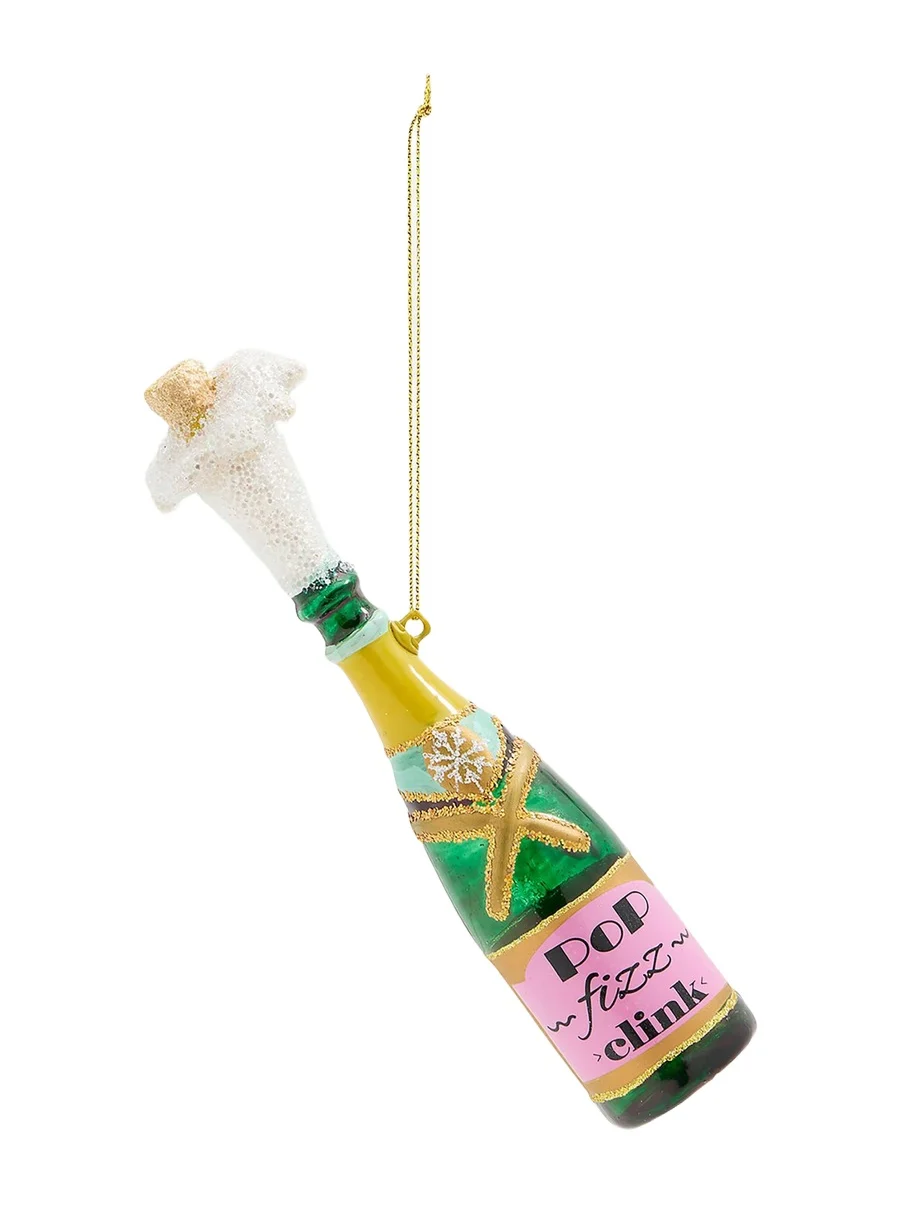 Cody Foster & Co Champagne Bottle Glass Ornament