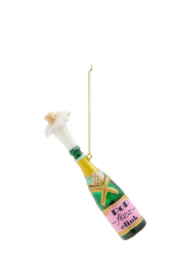 Cody Foster & Co Champagne Bottle Glass Ornament