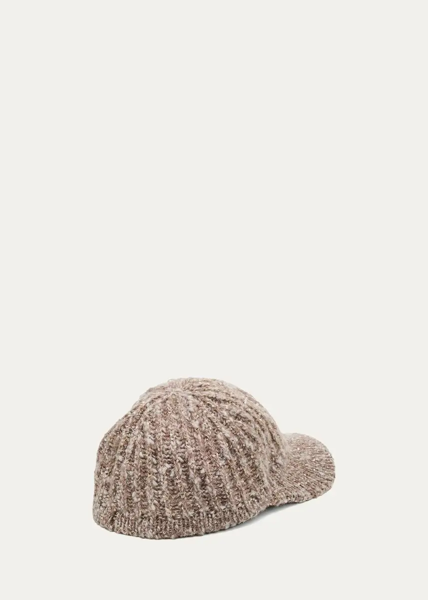 Brunello Cucinelli Cappello Sequined Rib-Knit Baseball Cap | Thumbnail 2