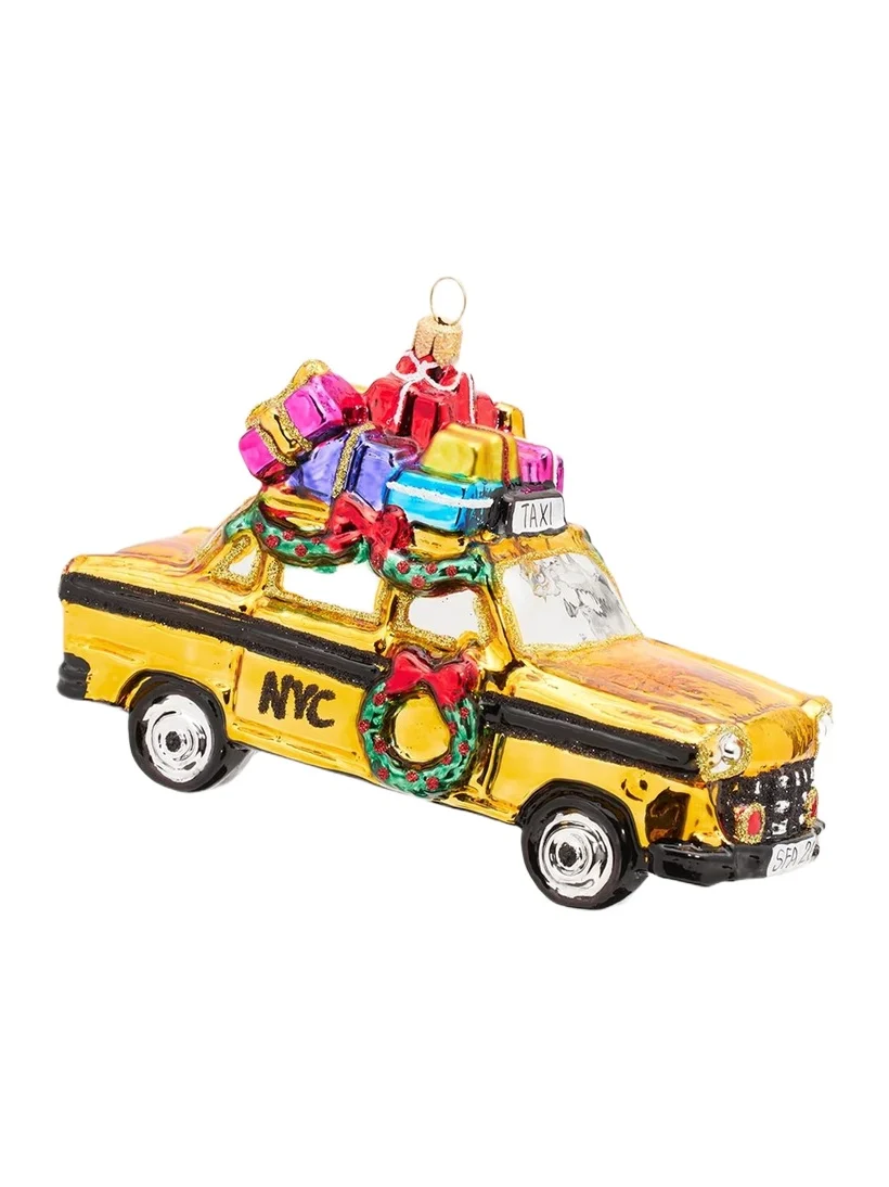 John Huras NYC Taxi With Presents Ornament