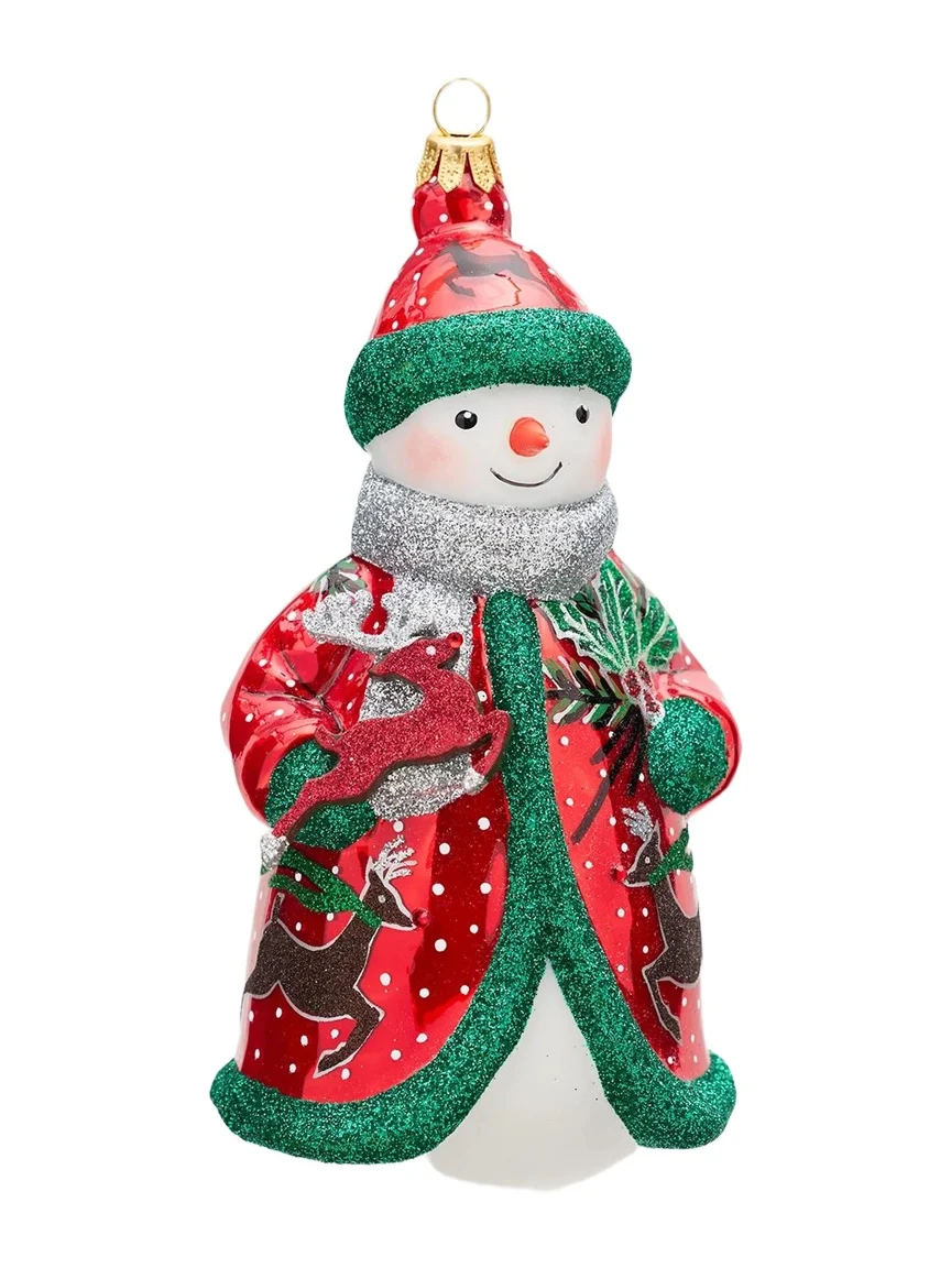 Joy To The World Collectibles Glitterazzi Snowman & Reindeer Glass Ornament