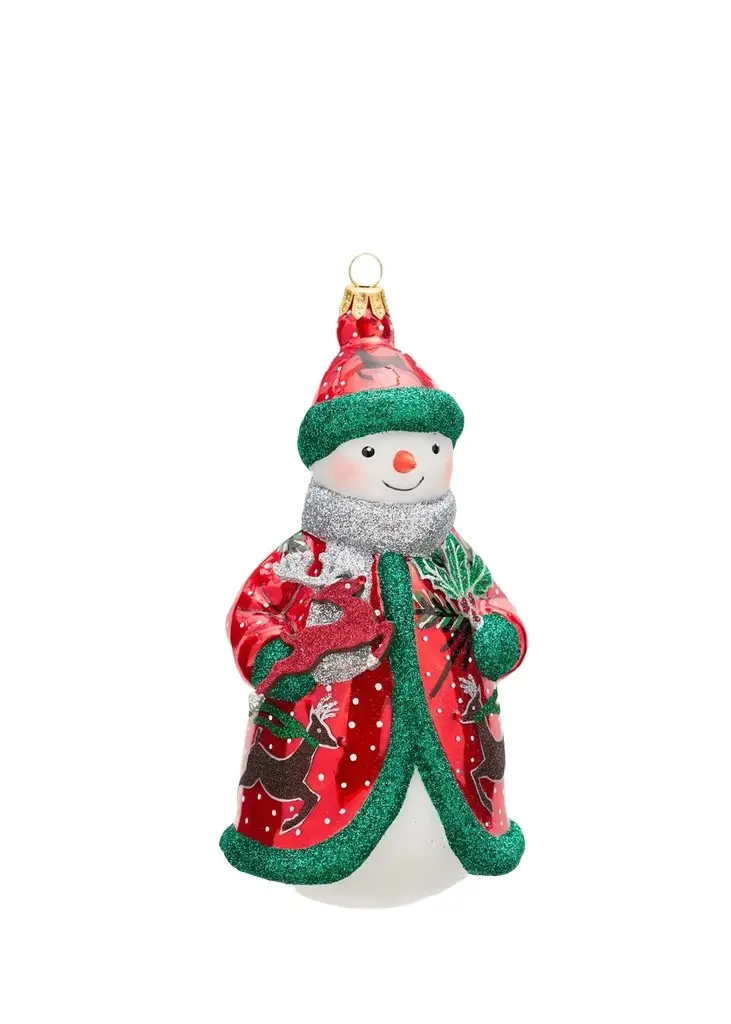 Joy To The World Collectibles Glitterazzi Snowman & Reindeer Glass Ornament