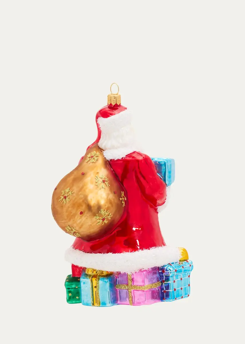 John Huras Santa With Blocks Glass Ornament | Thumbnail 2