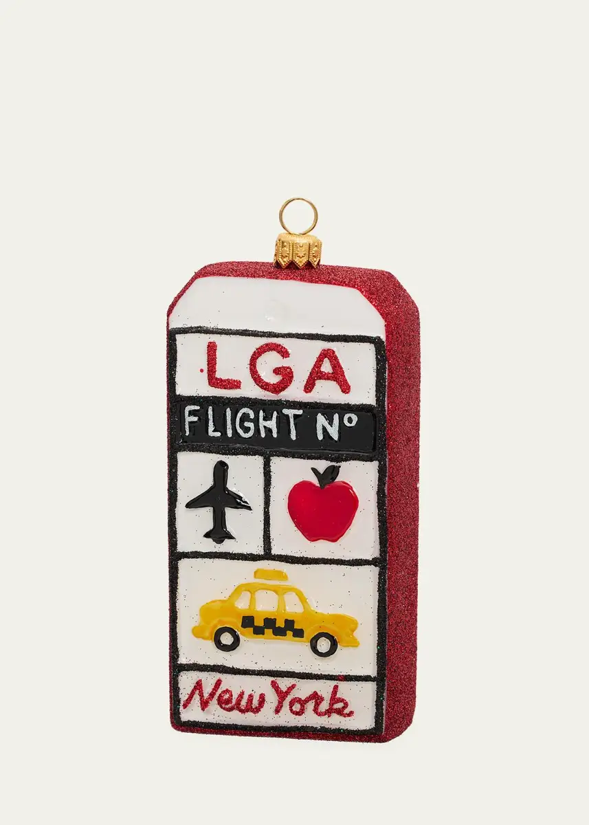 Joy To The World Collectibles Glass NYC Luggage Tag Ornament | Thumbnail 2