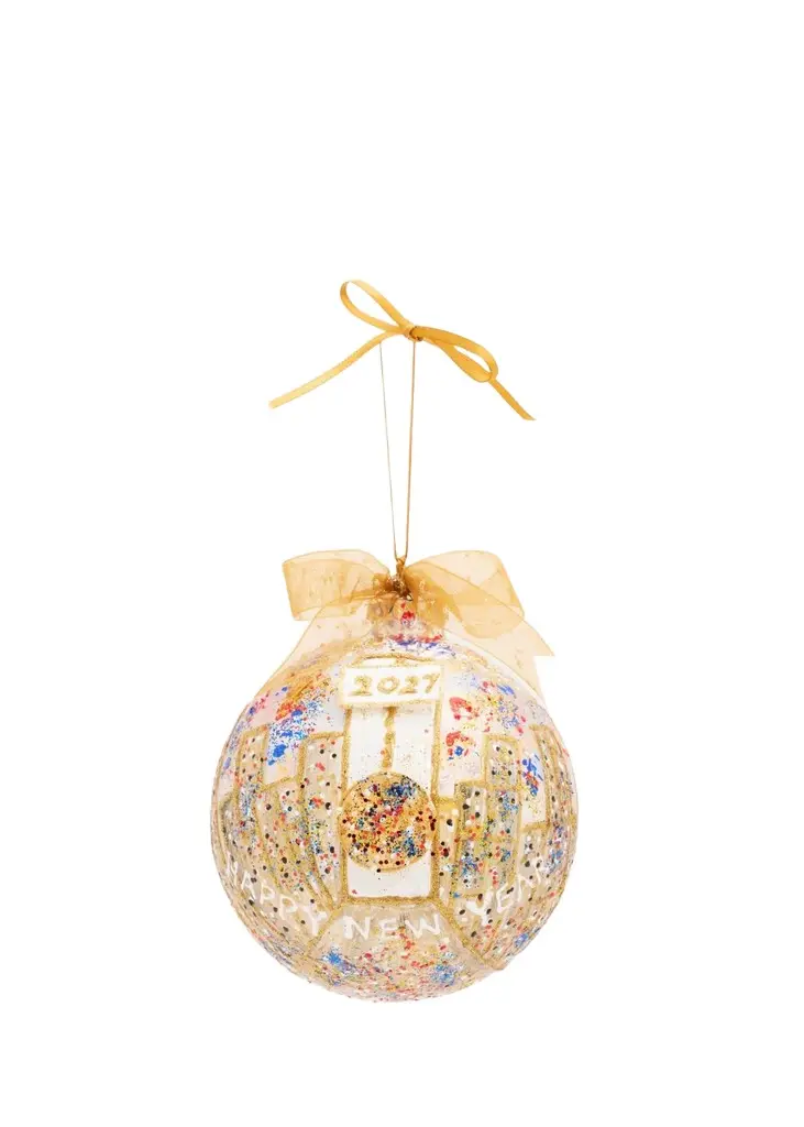 Nancy George-Michalson Happy New Year Glass Christmas Ornament