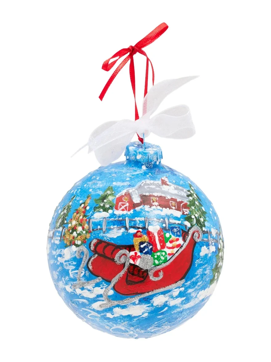 Nancy George-Michalson Sleigh Snow Ornament
