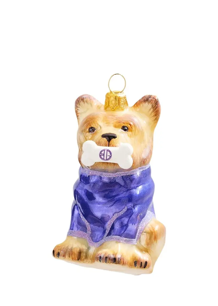 Joy To The World Collectibles French Bulldog Holding BG Bone Christmas Ornament