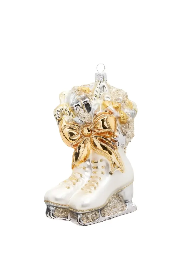 John Huras Glass Ice Skates Ornament