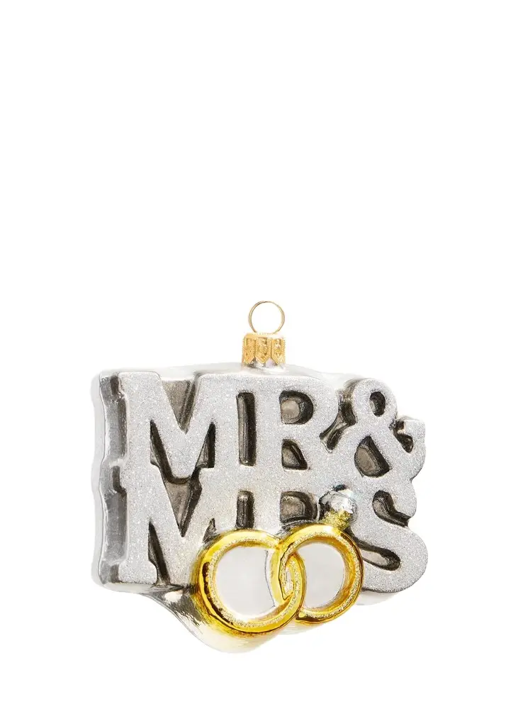 Joy To The World Collectibles Glass Mr. & Mrs. Wedding Ornament