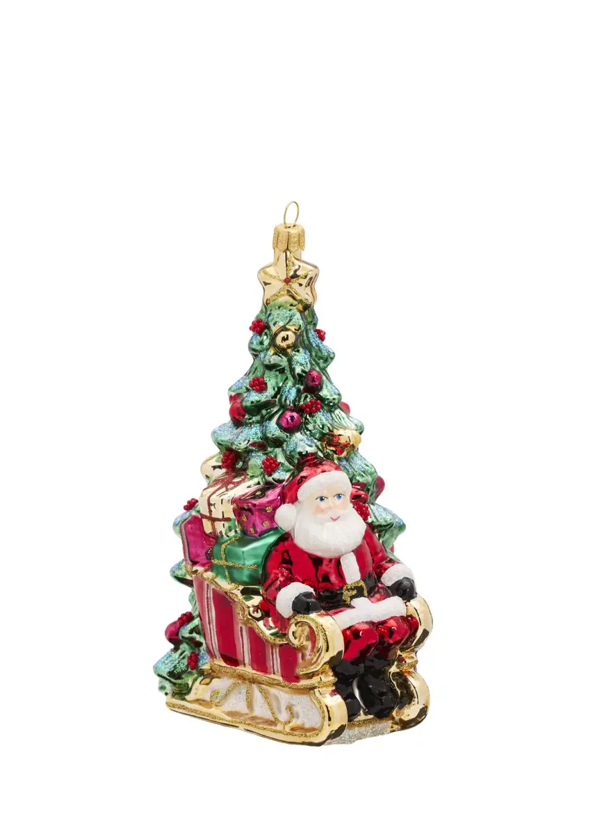 John Huras Santa On Sleigh Glass Ornament | Thumbnail 3 John Huras Santa On Sleigh Glass Ornament | Thumbnail 3