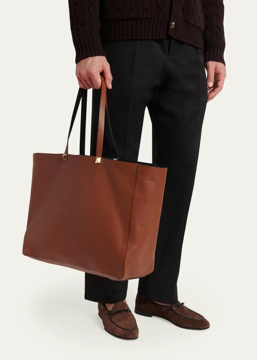 Valentino Garavani Men's Reversible Rockstud Leather Tote Bag | Thumbnail 2 Valentino Garavani Men's Reversible Rockstud Leather Tote Bag | Thumbnail 2