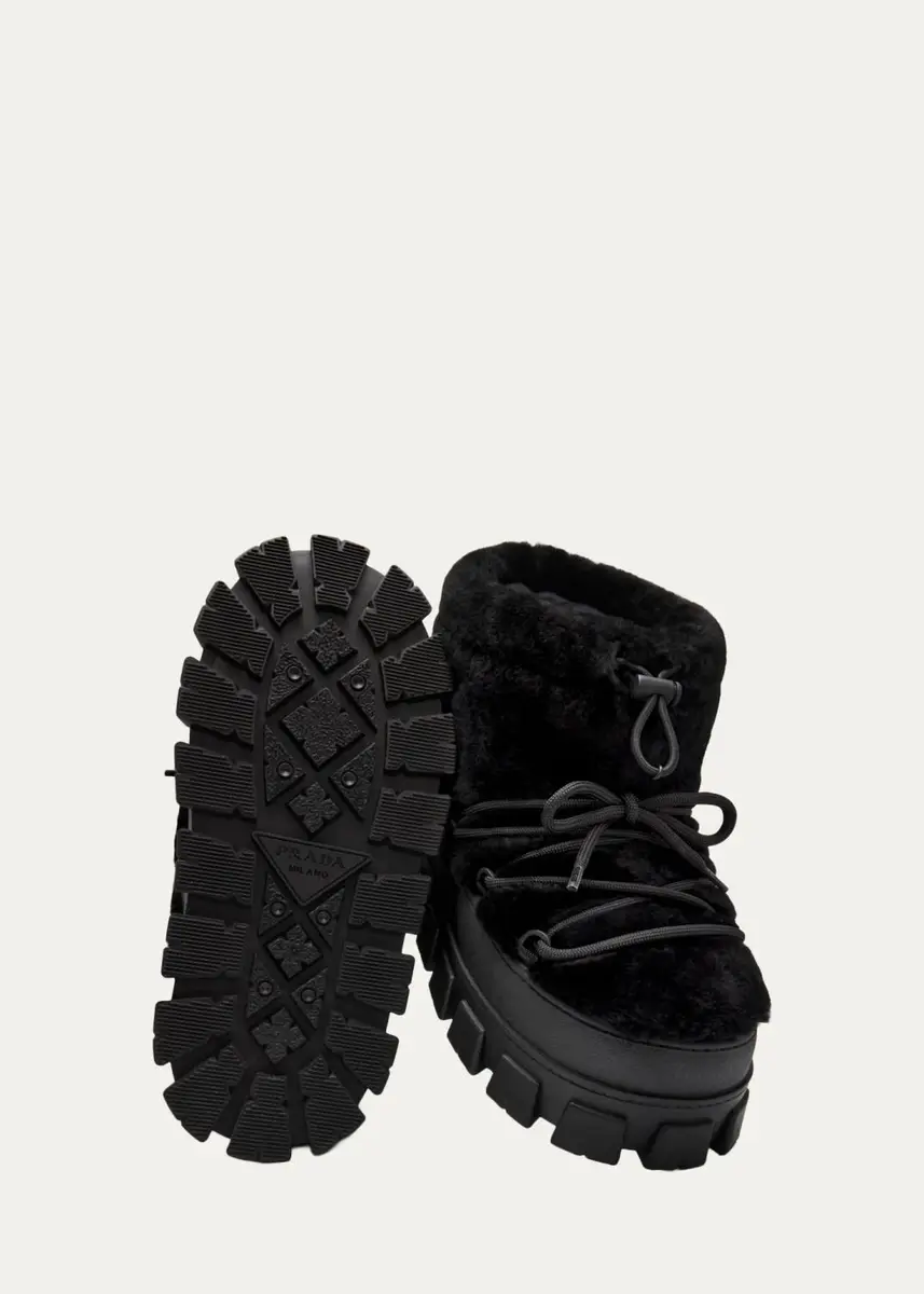 Prada 40mm Triangle Logo Shearling Lace-Up Snow Boots | Thumbnail 5 Prada 40mm Triangle Logo Shearling Lace-Up Snow Boots | Thumbnail 5